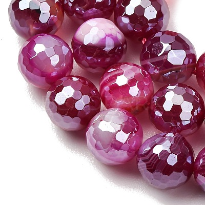 Electroplated Natural Agate Beads Strands G-B191-A07-10mm-06-1