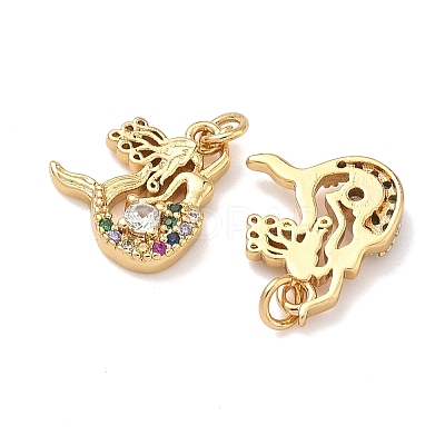 Brass Micro Pave Cubic Zirconia Charms KK-A291-12F-G-1