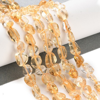 Heated Natural Citrine Beads Strands G-P497-01C-39-1