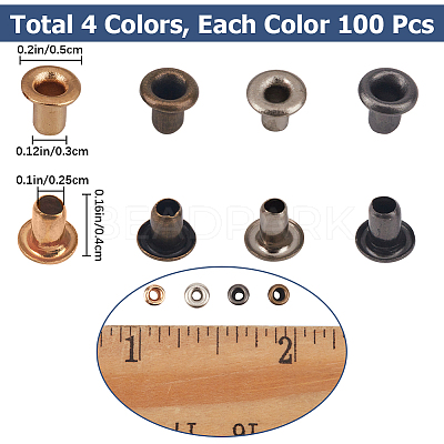 400Pcs 4 Colors Brass Grommet Eyelet Findings FIND-GF0006-42A-1