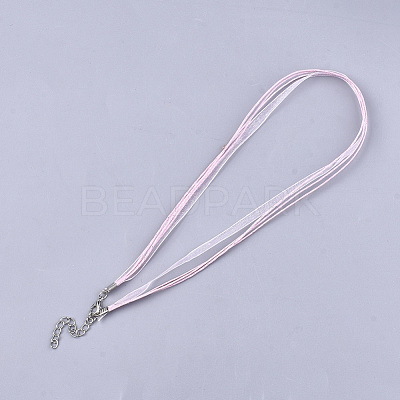 Waxed Cord and Organza Ribbon Necklace Making NCOR-T002-134-1