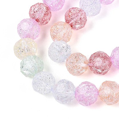 Transparent Crackle Glass Beads Strands GLAA-N053-10mm-01-1