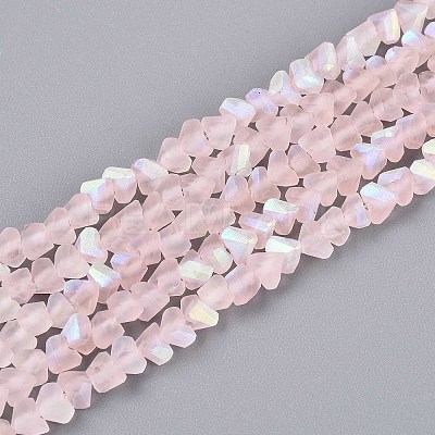 Frosted Transparent Glass Beads Strands GLAA-N054-4mm-02-1