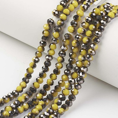 Electroplate Opaque Glass Beads Strands EGLA-A034-P1mm-P06-1