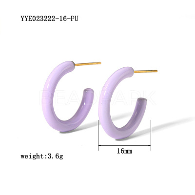 Simple and Elegant 304 Stainless Steel C-shaped Stud Earrings KI0943-7-1