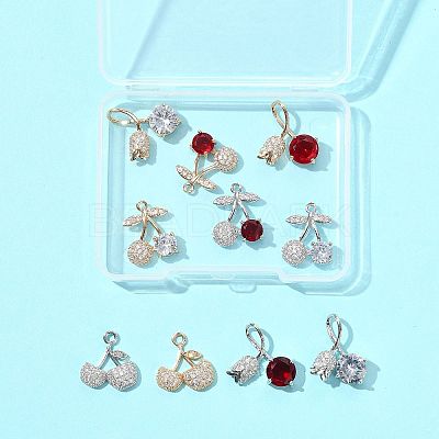 10Pcs 10 Styles Brass Micro Pave Cubic Zirconia Pendants KK-FS0001-80-1