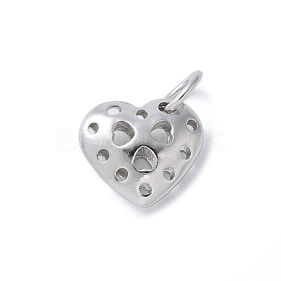 925 Sterling Silver 3D Hollow Heart Charms STER-M099-01P-1