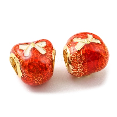 Christmas Brass Enamel European Beads KK-M247-30C-G-1