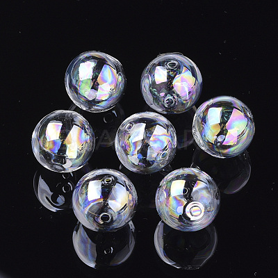 Handmade Blown Glass Globe Beads X-DH017J-1-18mm-AB-1