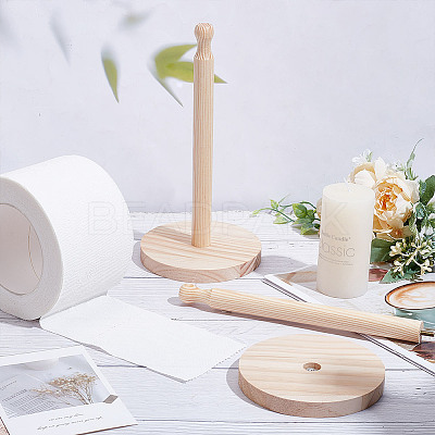 Pine Wood Paper Towel Holder AJEW-WH0567-48A-1