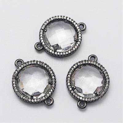 Brass Micro Pave Cubic Zirconia Links ZIRC-F045-12B-C-RS-1