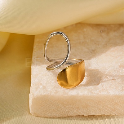 Adjustable 304 Stainless Steel Cuff Rings for Women RJEW-B135-01GP-04-1