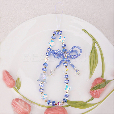 1Pc Bowknot Synthetic Quartz Bead Mobile Straps AJEW-BM0001-48B-1