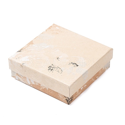 Floral Oil Painting Print Square Cardboard Jewelry Boxes CBOX-A010-01B-07-1
