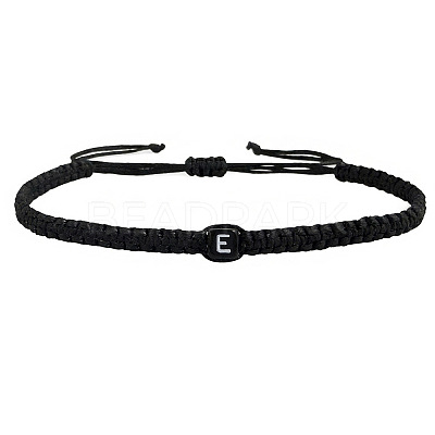Adjustable Handmade Woven Waxed Polyester Cord Braided Bracelets with Acrylic Letter Beads OI4298-5-1