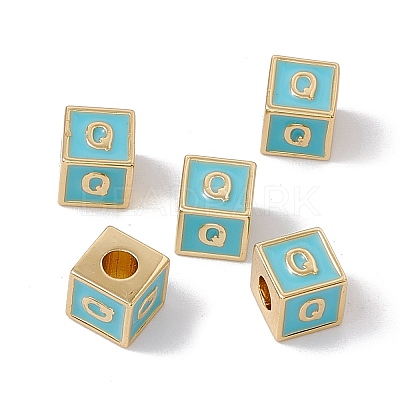 Rack Plating Brass Enamel Beads KK-B060-04G-06Q-1