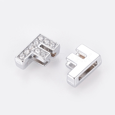 Alloy Initial Slide Charms with Grade A Rhinestones ALRI-R032-F-FF-1