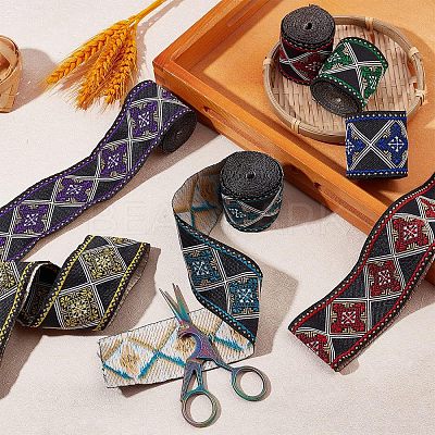 12.25M 7 Colors Ethnic Style Polyester Ribbons OCOR-FG0001-23-1