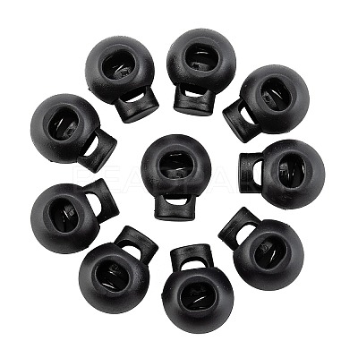 1-Hole Dyed Iron Spring Loaded Eco-Friendly Plastic Round Buckle Cord Toggle Lock Beans Stoppers for Sportwear Luggage Backpack Straps LS-X-FIND-E004-60B-18mm-1