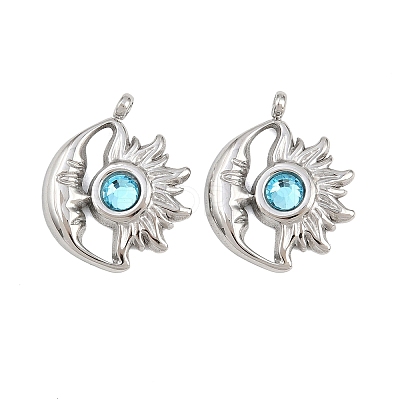 304 Stainless Steel Rhinestone Pendants STAS-Z166-24P-12-1