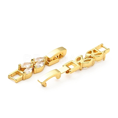 Rack Plating Brass Clear Cubic Zirconia Watch Band Clasps KK-E034-22G-1