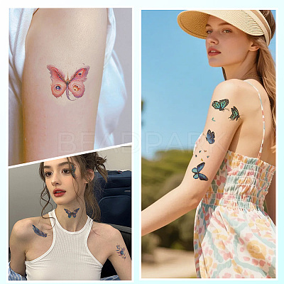 10 Sheets 10 Colors Butterfly Pattern Glitter Body Art Tattoos AJEW-SP0002-80-1