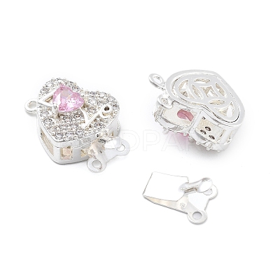 Brass Micro Pave Cubic Zirconia Box Clasps KK-B125-07S-01-1