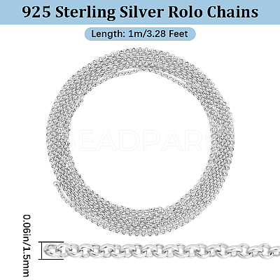 Anti-Tarnish 1M Rhodium Plated 925 Sterling Silver Rolo Chain STER-BBC0005-84-1