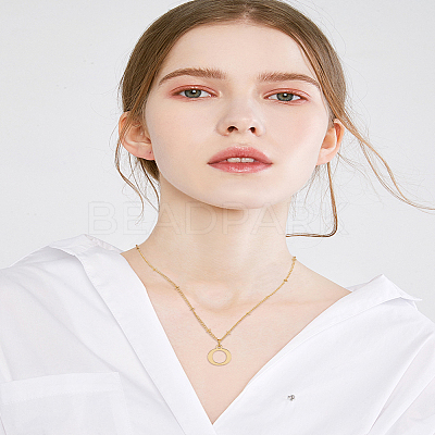 1Pc Brass Chain & 304 Stainless Steel Letter Pendant Necklaces NJEW-LP0001-35O-G-1