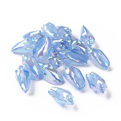 UV Plating Rainbow Iridescent Acrylic Beads OACR-E007-04-1