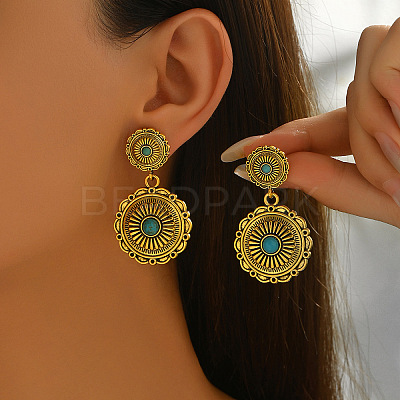 Zinc Alloy & Acrylic Stud Dangle Earrings WG70D1A-01-1