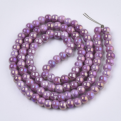 Electroplate Porcelain Beads PORC-N005-04E-1