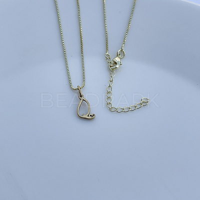 304 Stainless Steel Letter Pendant Necklaces NJEW-WH0027-04Q-G-NR-1