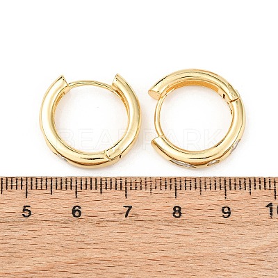 Brass Clear Cubic Zirconia Hoop Earrings EJEW-L277-02G-1