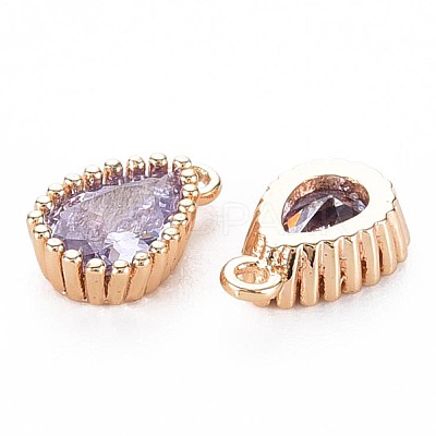 Brass Inlaid Cubic Zirconia Charms X-KK-S356-771G-1