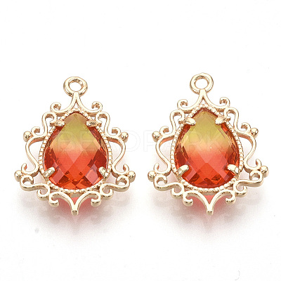 Golden Tone Brass Pendants X-GLAA-R212-03G-1