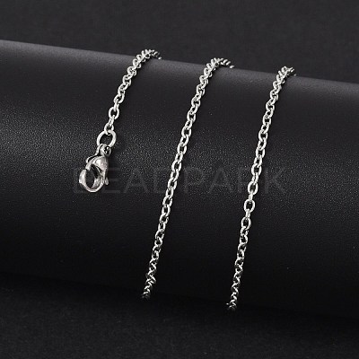 Non-Tarnish Classic Plain 304 Stainless Steel Mens Womens Cable Chain Necklace Making STAS-P045-01P-A-1