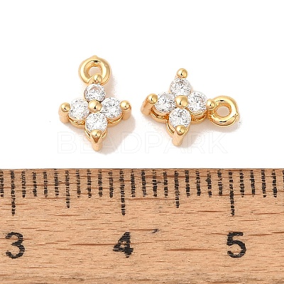 Brass Micro Pave Clear Cubic Zirconia Charms KK-M294-18G-1