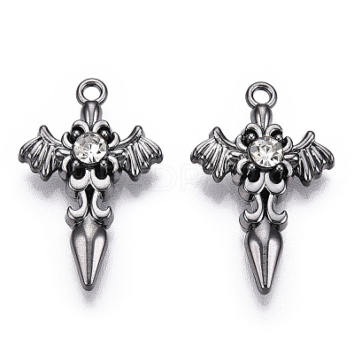 Alloy with Rhinestone Pendants PALLOY-N176-12B-NR-1