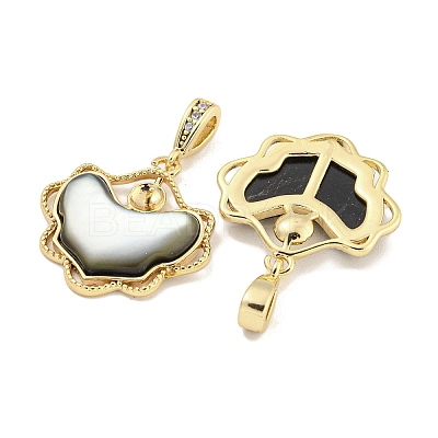 Natural Black Lip Shell Pendants KK-S386-17G-02-1