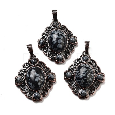 Natural Snowflake Obsidian Rhombus Pendants G-K363-02R-14-1