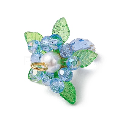 Glass with Round Shell Pearl and Acrylic Charms Pendants PALLOY-MZ00647-03-1