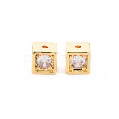 Rack Plating Brass Micro Pave Clear Cubic Zirconia Beads KK-N233-187-1