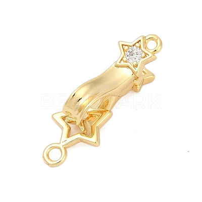 Brass Micro Pave Clear Cubic Zirconia Interlocking Clasps KK-U059-01G-1