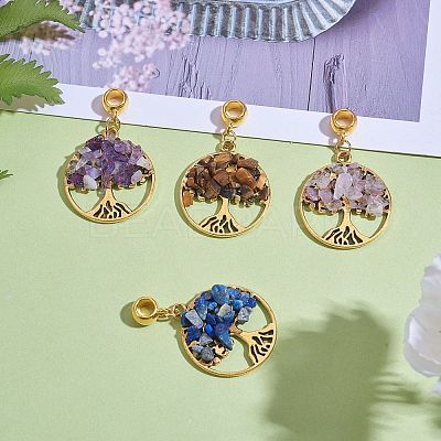 20Pcs 4 Styles Natural Mixed Stone Chip European Dangle Charms G-SZ0002-18-1