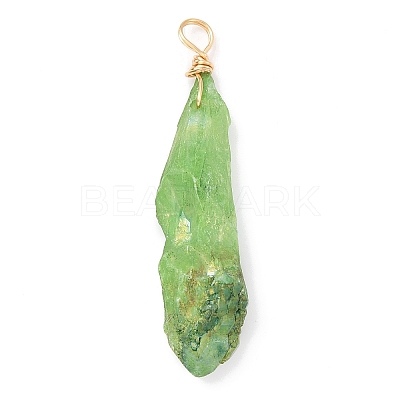 Electroplated Raw Rough Natural Quartz Crystal Copper Wire Wrapped Pendants PALLOY-JF02409-01-1