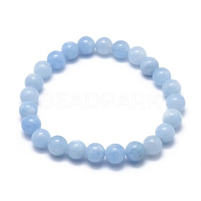 Natural & Dyed White Jade Bead Stretch Bracelets BJEW-K212-C-018-1