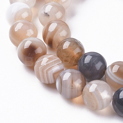 Natural Striped Agate/Banded Agate Beads Strands G-G582-8mm-57-1