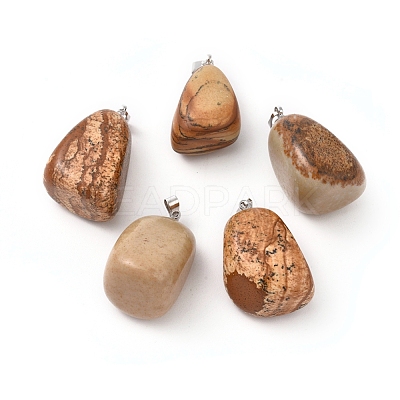 Natural Picture Jasper Pendants G-k302-B18-1