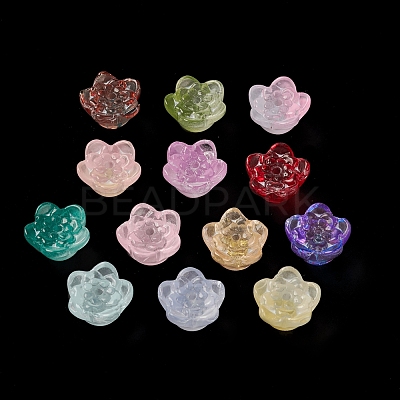 Spray Painted Transparent Glass Beads GLAA-D006-10-1